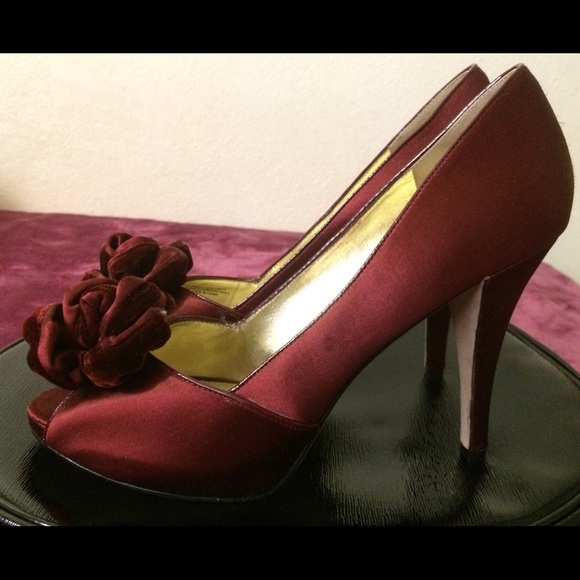 Gorgoeous VIA SPIGA burgundy Satin Velvet peep-toe - Picture 4 of 8